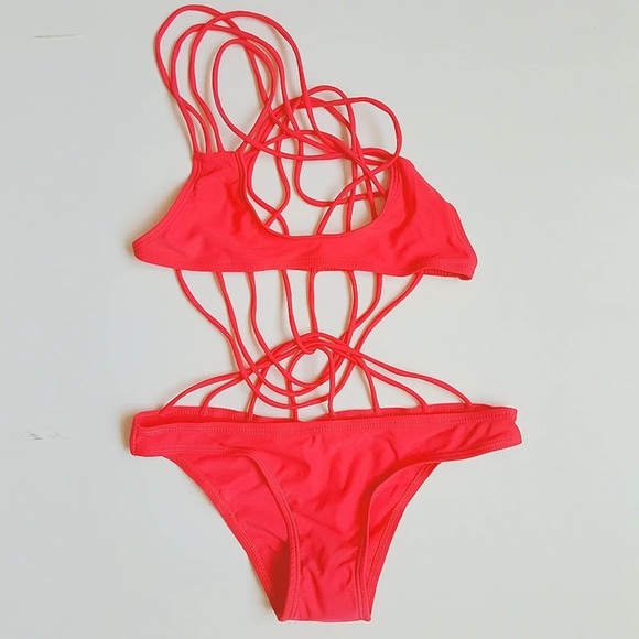 MIKOH strappy pink connected spider web one piece - Picture 3 of 3